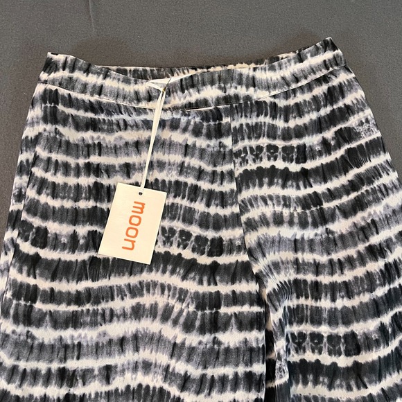Moon Pants Size Sm Flowing Wide‎ Leg Elastic Black Stripe Stretchy Boho Summer - Picture 2 of 9